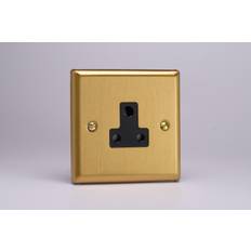 Varilight XBRP5AB Classic Brushed Brass 1 Gang 5A Round Pin Plug Socket