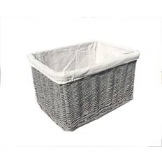 Grey Firewood Baskets (Grey, XXLarge) Huge Deep Wicker Storage Basket Hamper With Lining