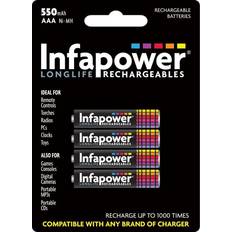 Infapower AAA 550MAH NI-MH Rechargeable Batteries, 4-Pack (B009)