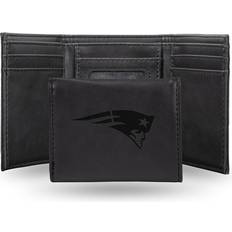 NFL Football Fan Shop Rico Patriots Laser-Engraved Black Trifold Wallet