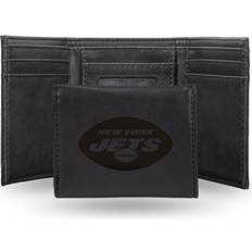 NFL Football Fan Shop Rico Jets Laser-Engraved Black Trifold Wallet