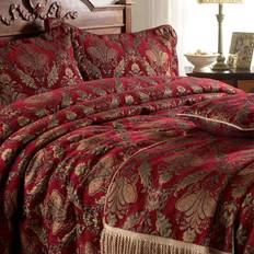 Red Bed Linen Riva Paoletti Shiraz Bedspread Gold, Red (275x275cm)