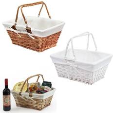 Yellow Baskets JVL Natural Wooden Wicker Shopping Shop Bread Box Display Traditional Basket