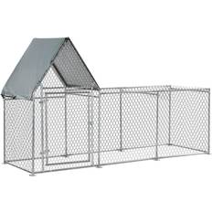 Pawhut Walk In Large 3M Galvanized Chicken Coop And Run W/ Cover