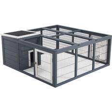 Pawhut Rabbit Hutch Small Animal Guinea Pig House with Openable