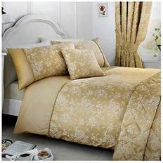 Serene Dreams & Drapes Jasmine Jacquard Duvet Cover Beige, Gold