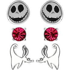 Disney Nightmare Before Christmas Earrings Set - Silver/Black/Red