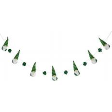 GlitzHome 72 in. Fabric St. Patrick's Gnomes and Shamrocks Garland