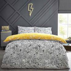 Style Lab Doodles King Duvet Cover Black, White