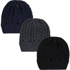 Hudson Baby Knitted Caps 3 pack - Black/Blue