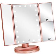 Flymiro Tri-fold Lighted Vanity Makeup Mirror