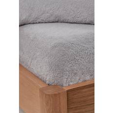 Brentfords Teddy Fleece Fitted Bed Sheet Silver, Grey