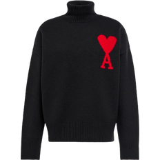 Men - XXXS Jumpers Ami Paris Ami De Coeur Funnel Neck Sweater Unisex - Black/Red