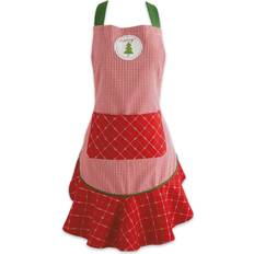 DII Kitchen Ruffled Holiday Apron Multicolour, Red