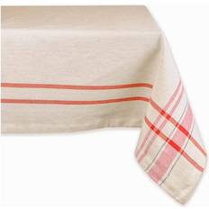 DII Kitchen Essentials Everyday French Stripe Tablecloth Grey, White, Brown, Beige, Red