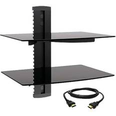 Megamounts DVD302-HDMI-BNDL Tempered Glass Double Shelf Wall