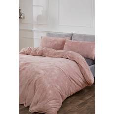 Sienna Glitter Teddy Duvet Cover Silver, Pink