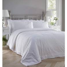 Portfolio Home Balmoral Broderie Anglaise Quilted Throwover Bedspread White (200x)