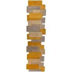 Flair Rugs Abstract Collage Wool Runner Yellow, Orange, Grey, Beige, Natural