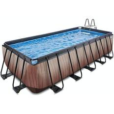 Exit Toys Wood Pool 540x250x122cm med Sand filterpumpe, brun