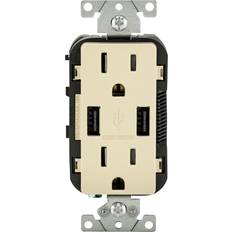 Leviton T5632-I USB Charger/Tamper-Resistant Duplex Receptacle, 15-Amp, Ivory, 1-Pack