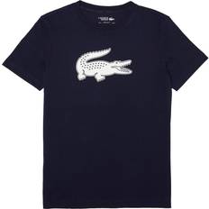 Lacoste Blue - Men Clothing Lacoste Sport 3D Print Crocodile Breathable Jersey T-shirt - Navy Blue/White