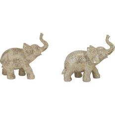 Beige Figurines Dkd Home Decor Elephant Beige Golden Resin Colonial 22,7 Figurine