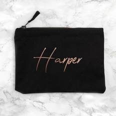 Treat Republic Rose Gold Personalised Black Makeup Bag