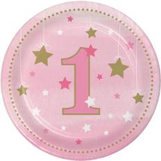 Hoffmaster Group 322250 12 by 8 Count Twinkle One Little Star Girl 1st Birthday Dessert Plates Case of 12