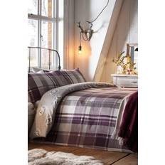 & Drapes Colville Check-100% Duvet Cover Purple