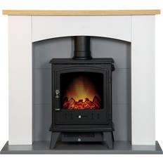 Grey Electric Fireplaces Adam Huxley Electric Stove Suite-White and Grey