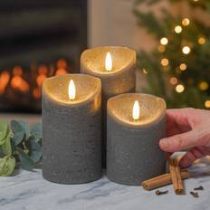 Festive Lights 3 Pack Power Real Wax Authentic Flame Flickering LED Candle