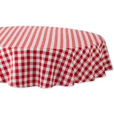 DII Checkers 70" Round Tablecloth White, Red