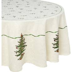 Spode Christmas Tree Tablecloth White, Multicolour, Beige