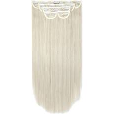 Blonde Clip-On Extensions Lullabellz Super Thick Piece Straight Clip In Extensions 22.5 inch Bleach Blonde 5-pack