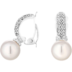 Jon Richard Half Hoop with Drop Clip On Earring - Silver/Pearl/Transparent