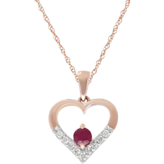 Gemondo Love Heart Pendant Necklace - Rose Gold/Ruby/Diamonds