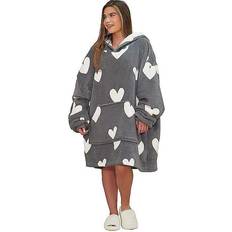 Dreamscene Heart Adult Oversized Blanket Hoodie Charcoal