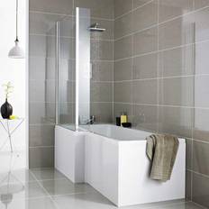 Bathtubs Ceramica Modern Bathroom L Shaped Shower Bath Front Side Panel White Gloss MDF 1500mm