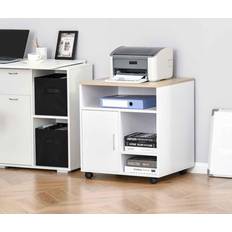 Beige Office Supplies Homcom Multi-Storage Printer Unit With 5 Compartments