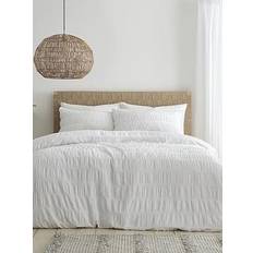 Catherine Lansfield Seersucker Set Duvet Cover White