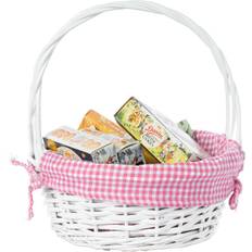 Vintiquewise Round Willow Gift with Gingham Liner Basket