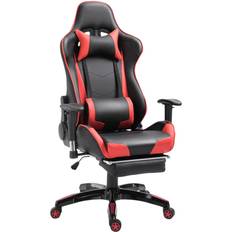 Homcom High-Back Faux Leather Swivel Reclining Office Gaming Chair with Footrest - Red/Black
