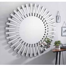 Silver Wall Mirrors Starburst Large Silver Round Modern Wall Mirror