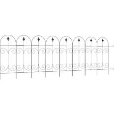 OutSunny Decorative Garden Fencing, 8PCs 44in Picket Fence Panels, Rustproof Wire Landscape Flower Bed Border