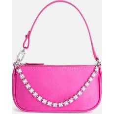 BY FAR Mini Rachel Satin and Rhinestone Chain Bag