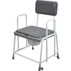 Loops Height Adjustable Bariatric Commode Chair 7.5 Litre Pail with Lid Vinyl Seat