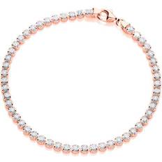 Jewelco London CZ 4 Claw Classic Line Tennis Bracelet - Rose Gold/Transparent