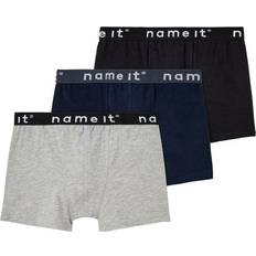 Organic Cotton Underwear Name It Basic Boxer Shorts 3-pack - Black/Grey Melange/Dark Sapphire (13208836)