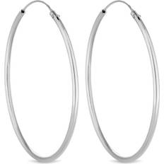 Simply Silver Sleeper Hoop Earrings - Silver